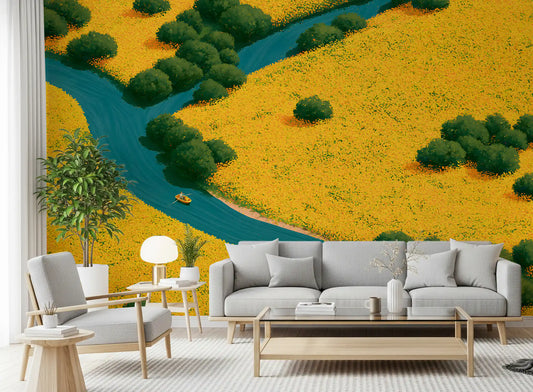 Summer Wildflower Stream Vista Wall Mural