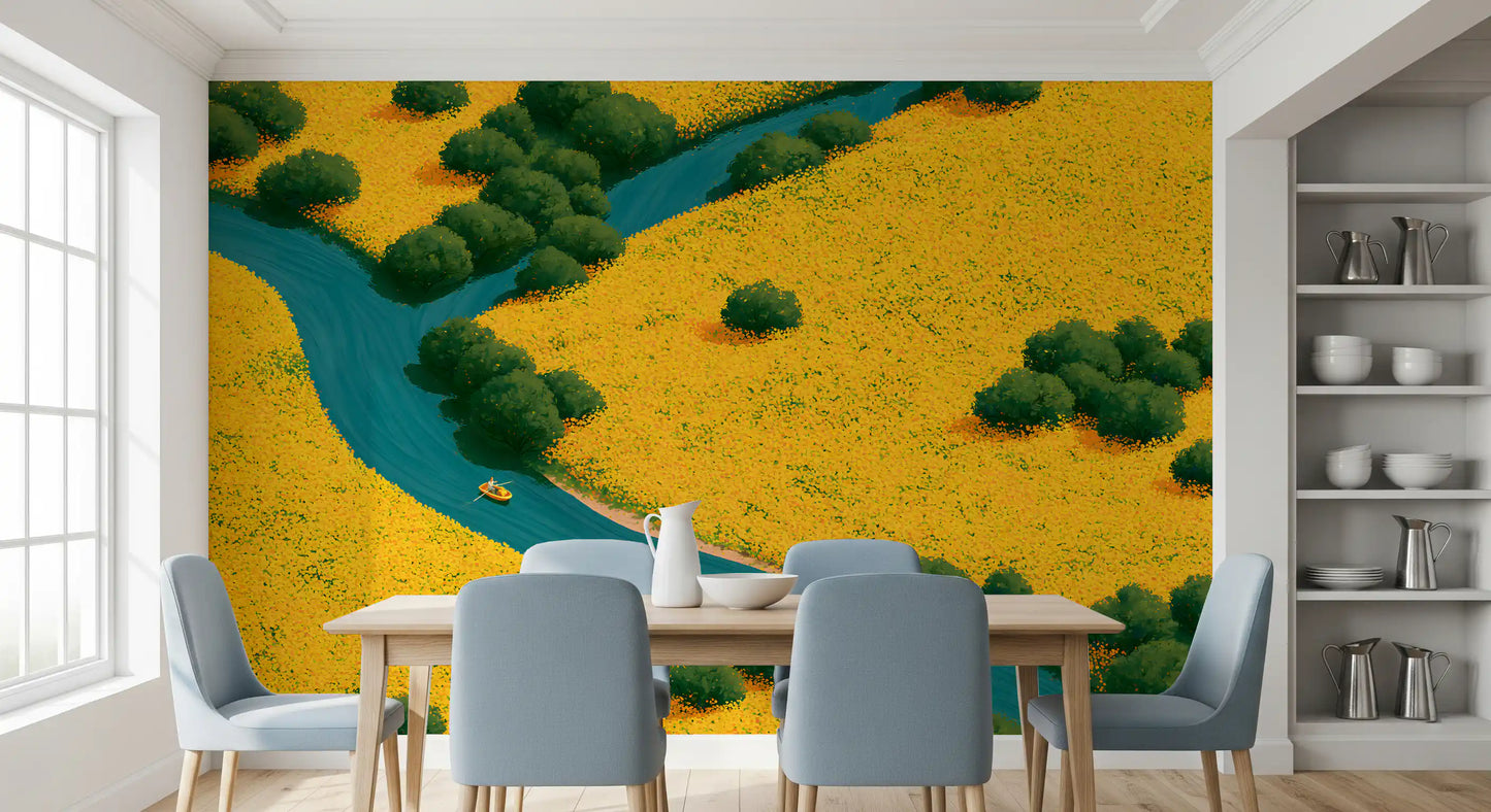 Summer Wildflower Stream Vista Wall Mural