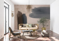 Murale da parete astratto blu-grigio “Brushed Silence”