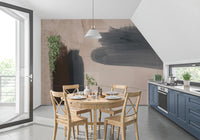 Murale da parete astratto blu-grigio “Brushed Silence”