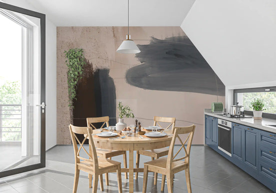 Brushed Silence – blau-graues abstraktes Wandbild