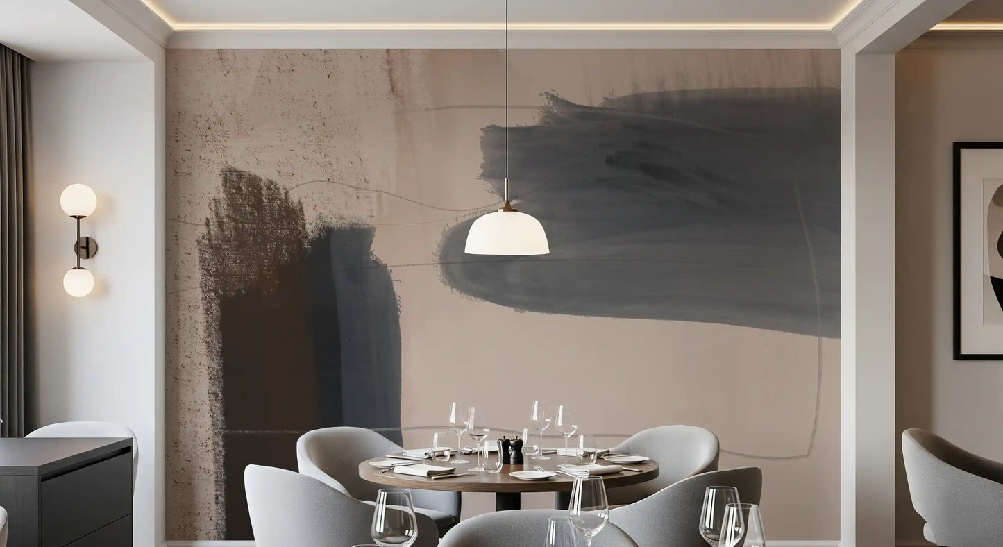 Murale da parete astratto blu-grigio “Brushed Silence”