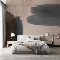Murale da parete astratto blu-grigio “Brushed Silence”