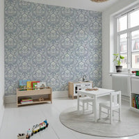 Papier peint floral damassé à impression artisanale