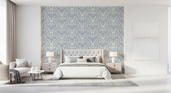 Tapetenmuster mit floralen Blockdruck-Damastmotiven