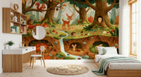 Fresque murale des animaux de la forêt et de la vie des bois