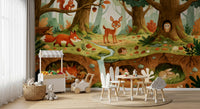 Fresque murale des animaux de la forêt et de la vie des bois