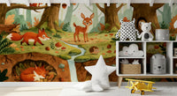 Fresque murale des animaux de la forêt et de la vie des bois