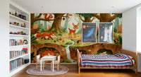 Fresque murale des animaux de la forêt et de la vie des bois