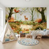 Fresque murale illustrée d’amis enchanteurs de la forêt