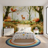 Fresque murale illustrée d’amis enchanteurs de la forêt