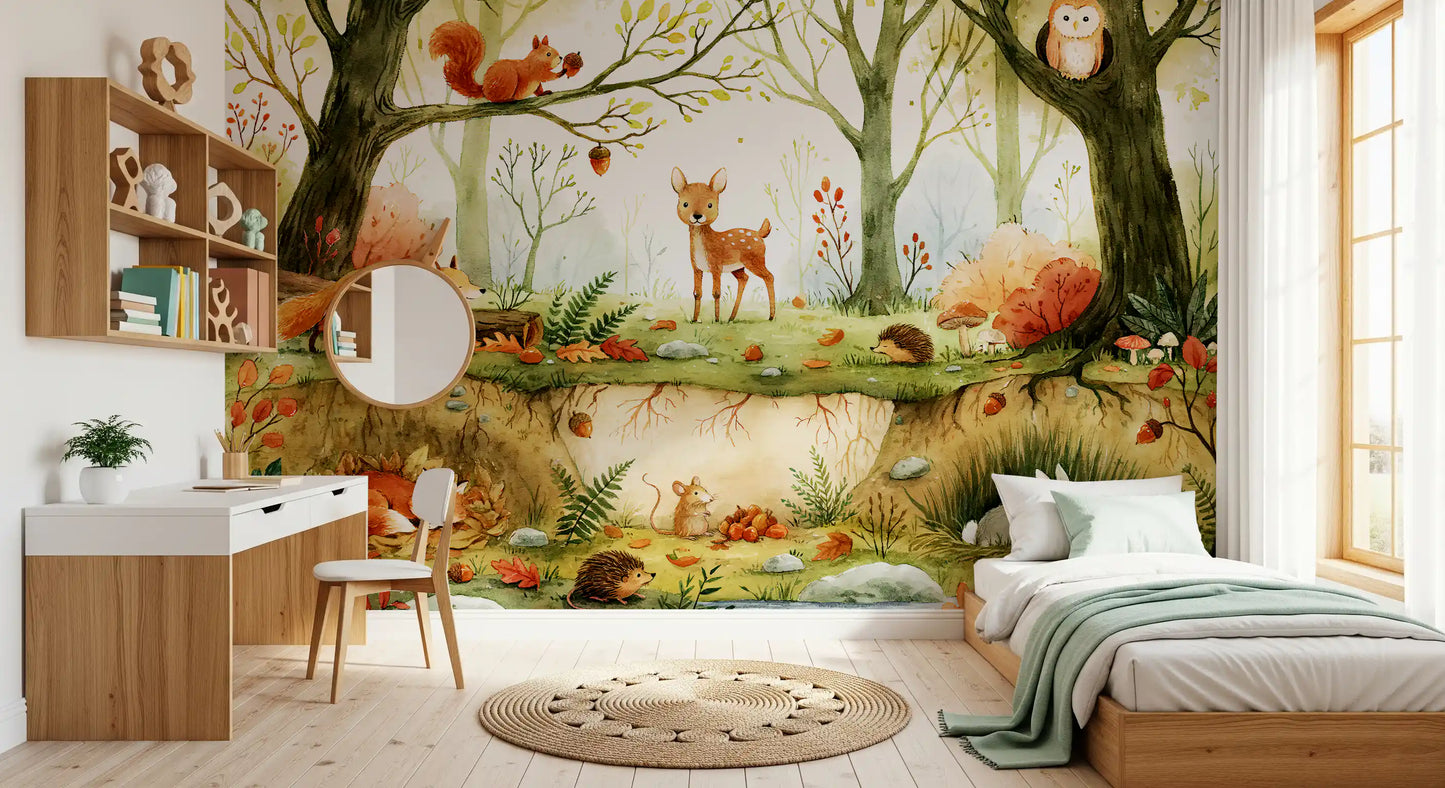 Fresque murale illustrée d’amis enchanteurs de la forêt
