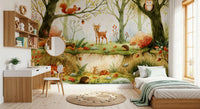 Fresque murale illustrée d’amis enchanteurs de la forêt