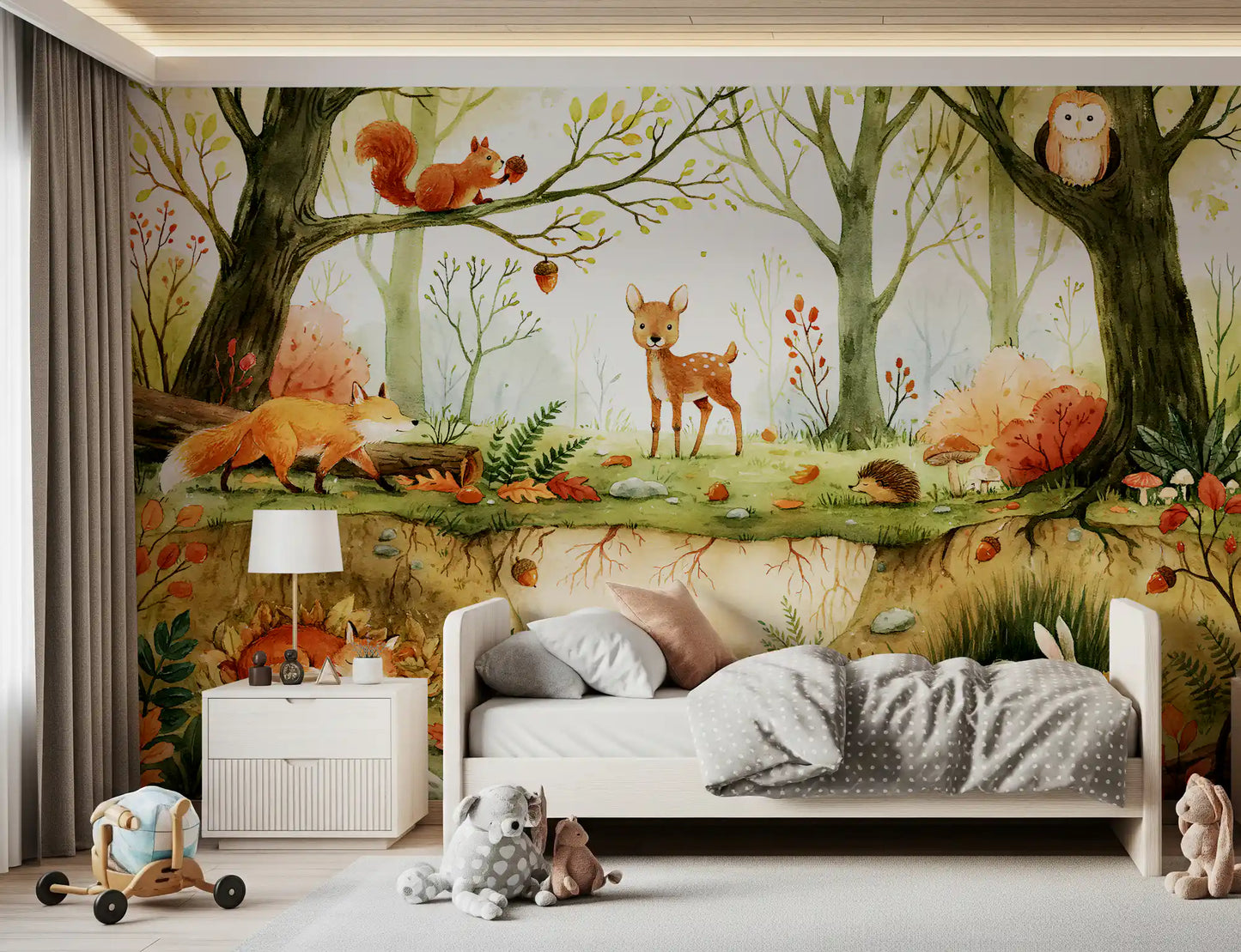 Fresque murale illustrée d’amis enchanteurs de la forêt