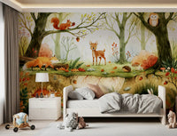 Fresque murale illustrée d’amis enchanteurs de la forêt