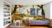 Fresque murale illustrée d’amis enchanteurs de la forêt