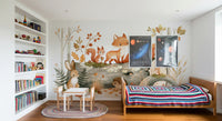 Skovvenner – vægmaleri med skovens dyr samlet