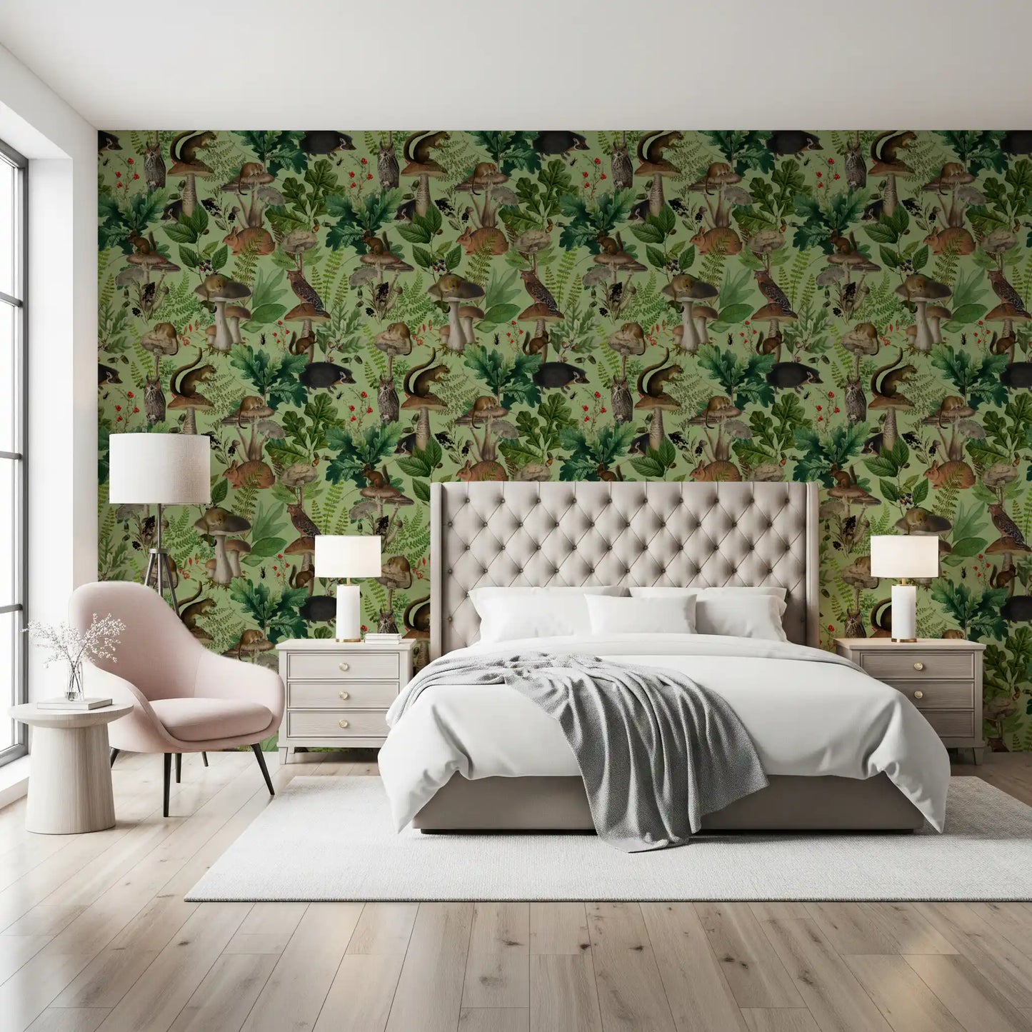 Botanical Woodland Mushroom Grove Wallpaper⁠
