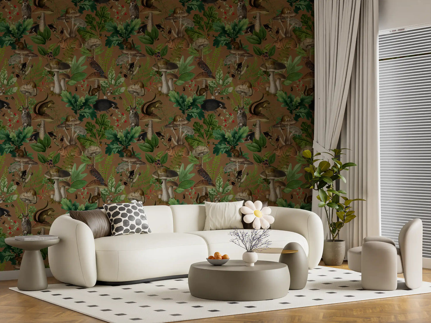 Tapete „Verzauberter Wald“ mit Waldtieren⁠