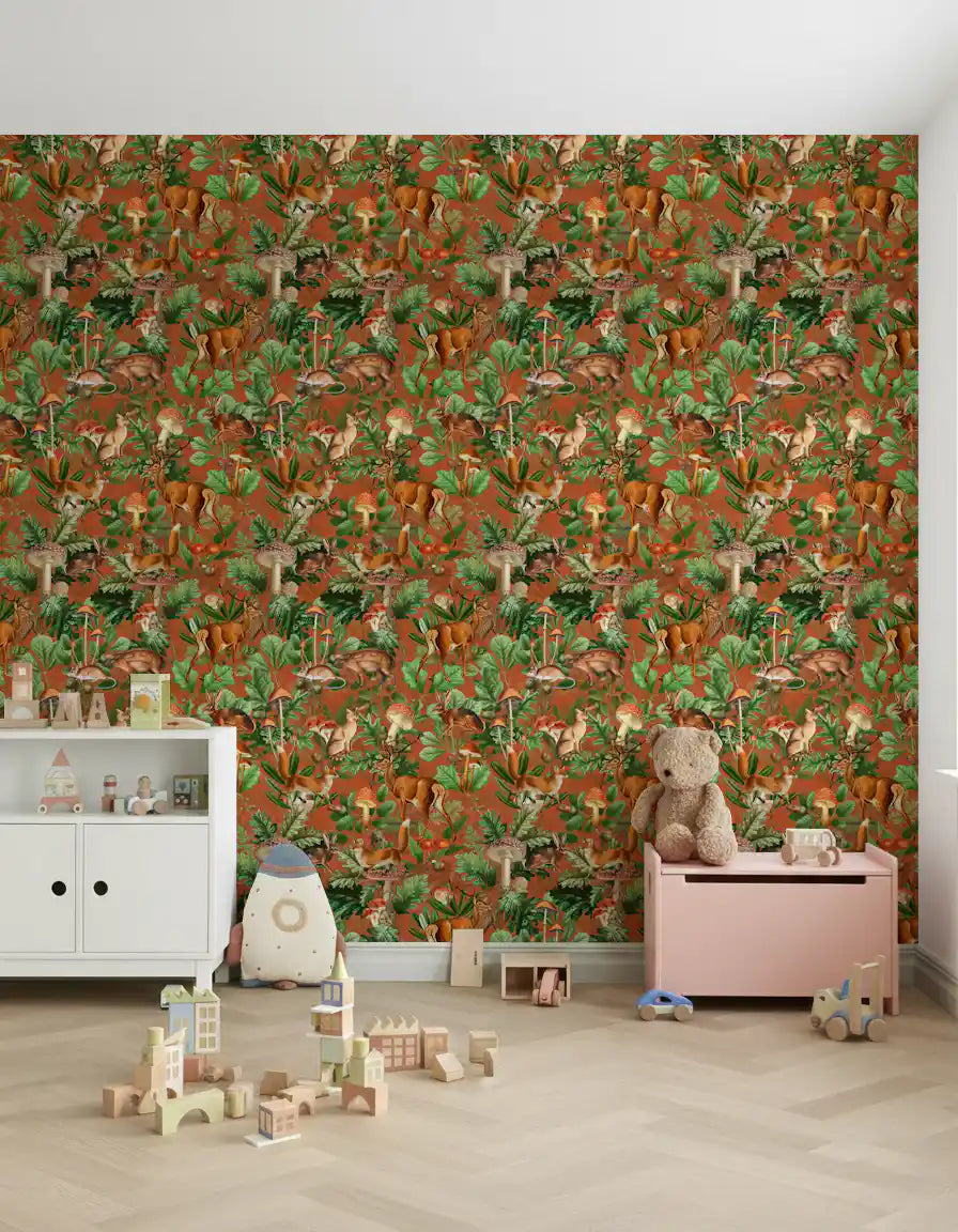 Papel de parede da coleção botânica vintage da floresta⁠
