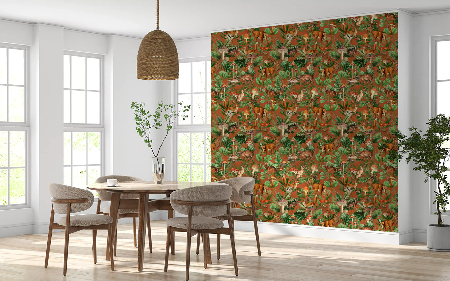 Papel de parede da coleção botânica vintage da floresta⁠