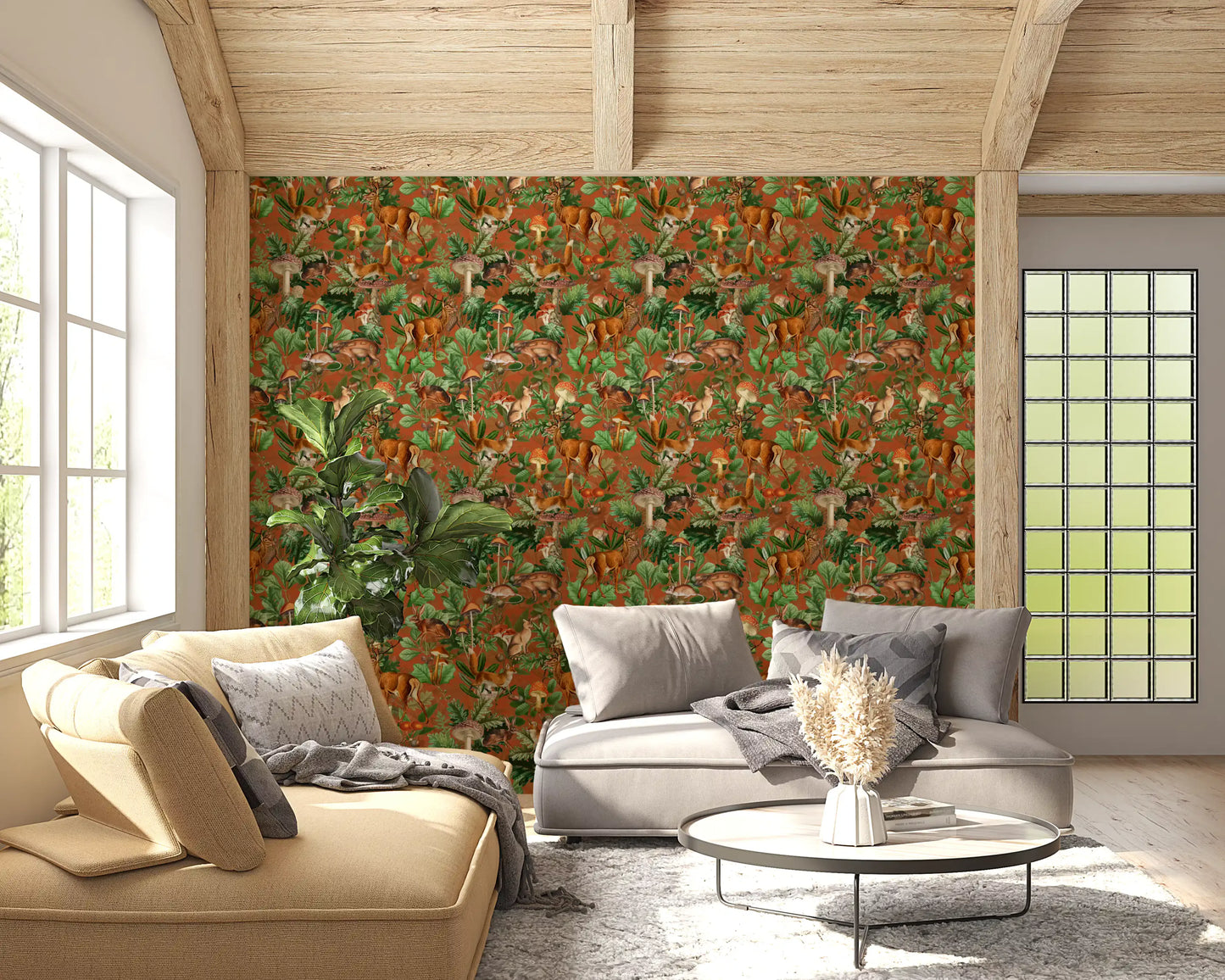 Papel de parede da coleção botânica vintage da floresta⁠