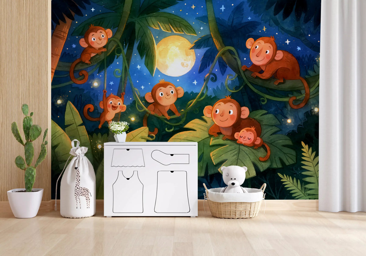 Mural de Parede Paraíso dos Macacos na Selva Estrelada