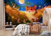 Fresque murale « Rassemblement de lucioles dans la forêt de hamsters à minuit »