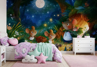 Midnight Forest Mouse Gathering Wall Mural
