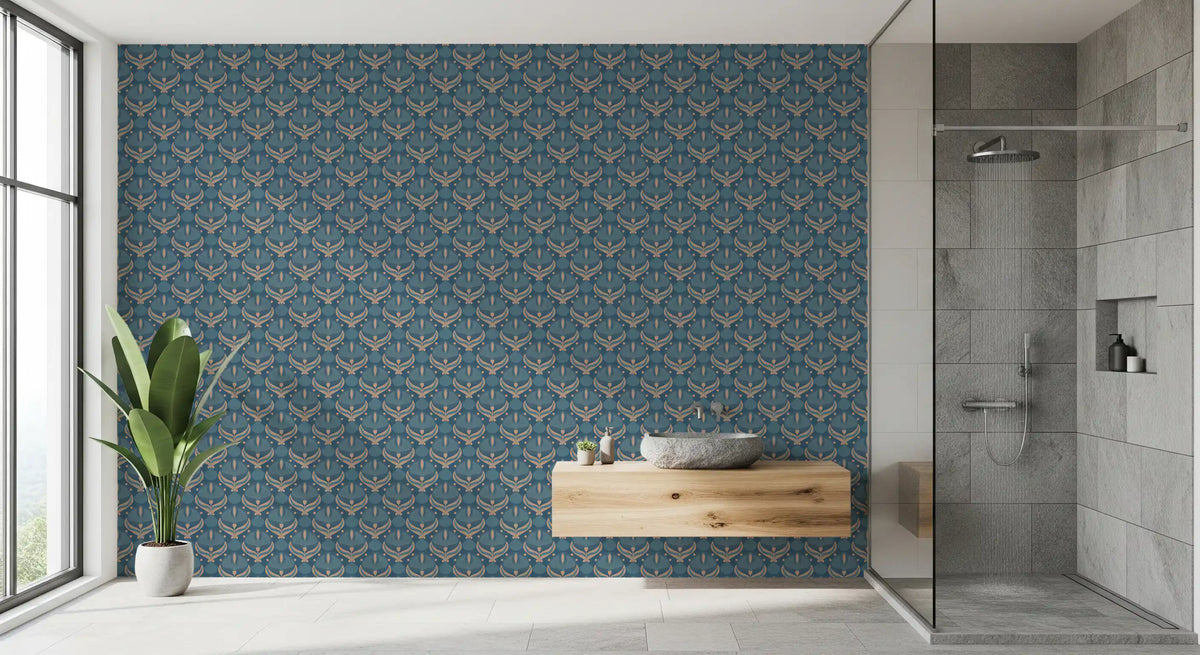 Geometrische Tapete „Midnight Lotus Bloom“