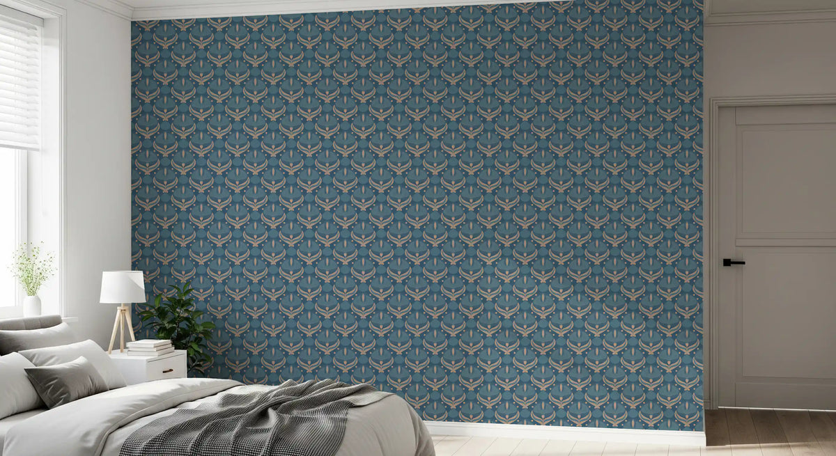 Geometrische Tapete „Midnight Lotus Bloom“