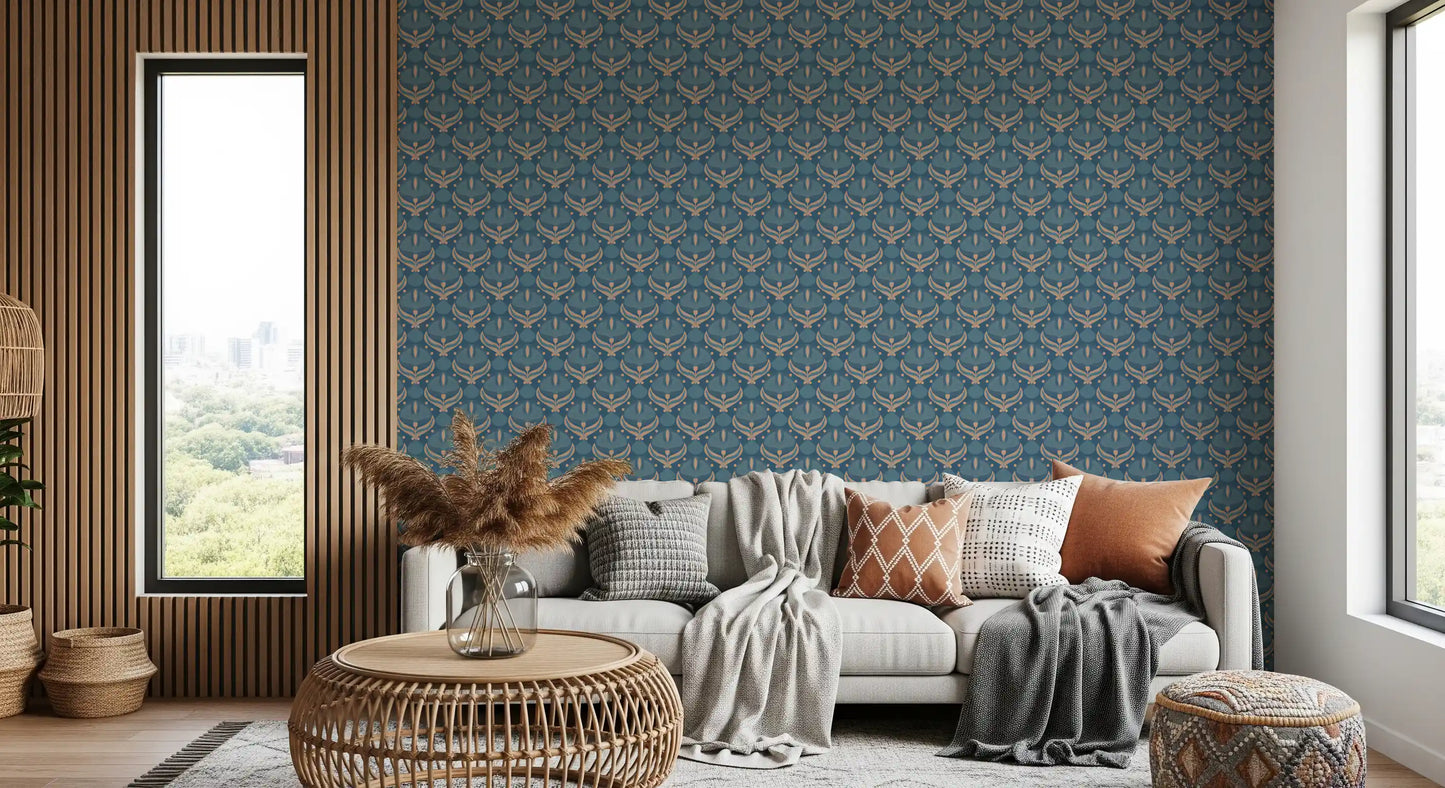 Geometrische Tapete „Midnight Lotus Bloom“