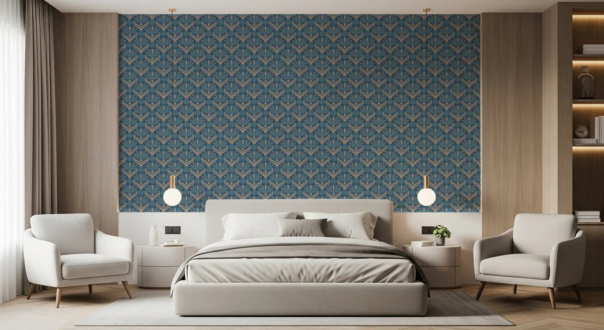 Geometrische Tapete „Midnight Lotus Bloom“