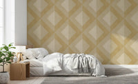 Tapet med gyldent geometrisk diamantmotiv