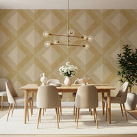 Tapet med gyldent geometrisk diamantmotiv