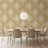 Tapet med gyldent geometrisk diamantmotiv