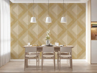 Tapet med gyldent geometrisk diamantmotiv