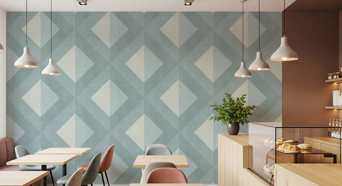 Tapet med geometriska diamantlager i ceruleanblått⁠