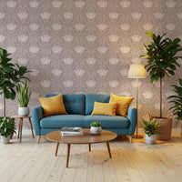 Papier peint botanique floral minimaliste taupe⁠
