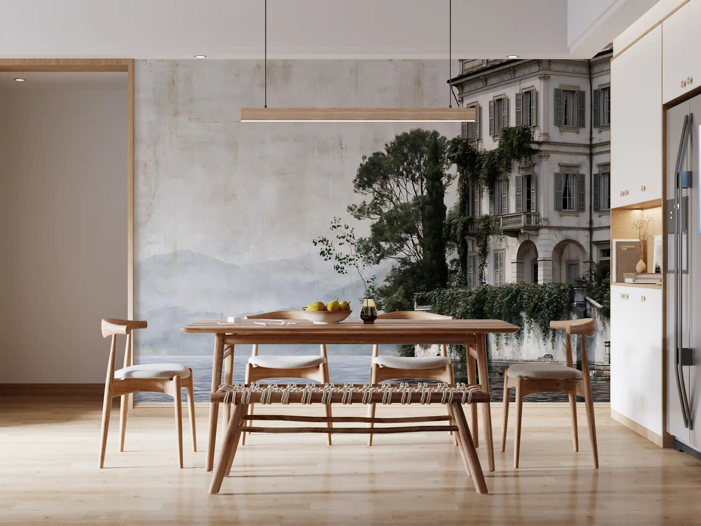Italian Lakeside Villa Architectural View Wall Mural