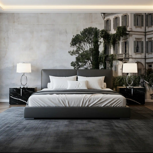 Architektonisches Wandbild einer Villa am italienischen See