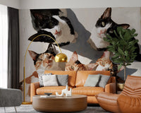 Gathering of Feline Friends Wall Mural