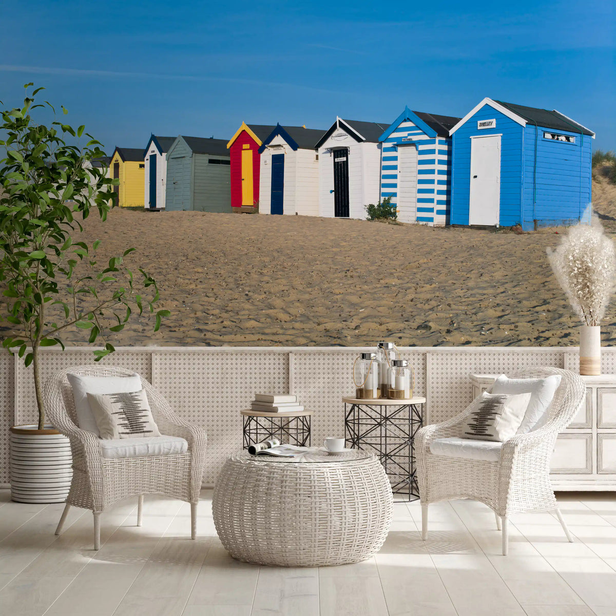 Wandgemälde „Sommerliche Rückzugsorte am Meer“