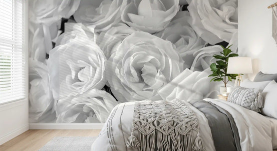 Strati di petali astratti in bianco e nero per pareti