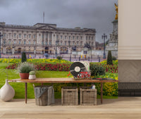 Vue panoramique murale du palais et du jardin printanier