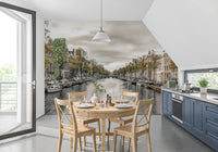 Classic Dutch Canal Architecture Wall Mural