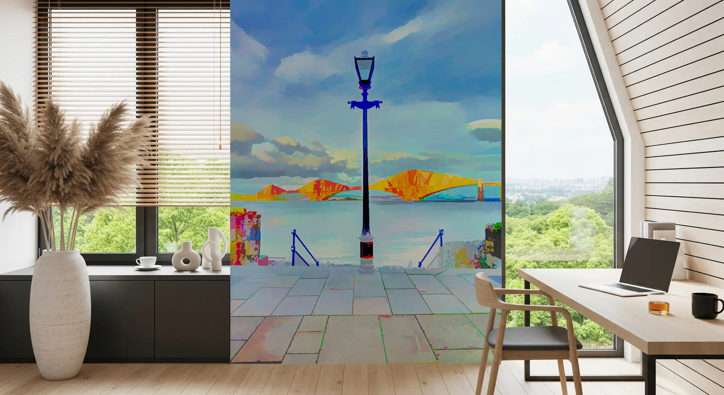 Architektonisches Wandbild „Riverside Bridge“
