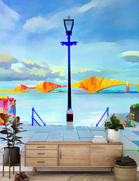Architektonisches Wandbild „Riverside Bridge“