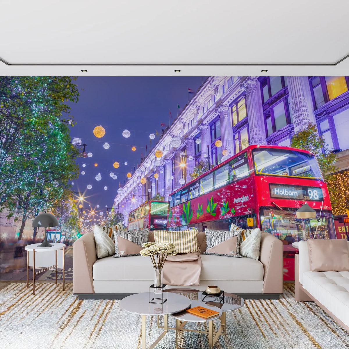 Festliches Londoner Straßenbild als Wandbild