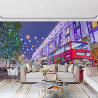Festliches Londoner Straßenbild als Wandbild